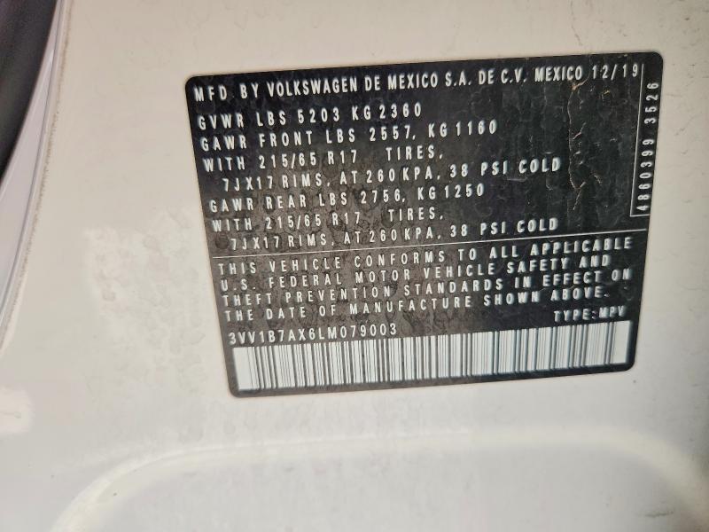 52237926 :رقم المزاد ، 3VV1B7AX6LM079003 vin ، 2020 Volkswagen Tiguan مزاد بيع