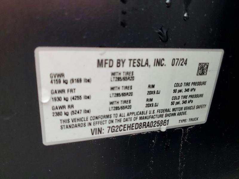 54706146 :رقم المزاد ، 7G2CEHED8RA025861 vin ، 2024 Tesla Cybertruck مزاد بيع