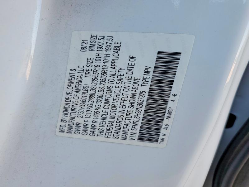 Aukcja sprzedaży 2022 Honda Odyssey, vin: 5FNRL6H98NB037925, numer aukcji: 55014426