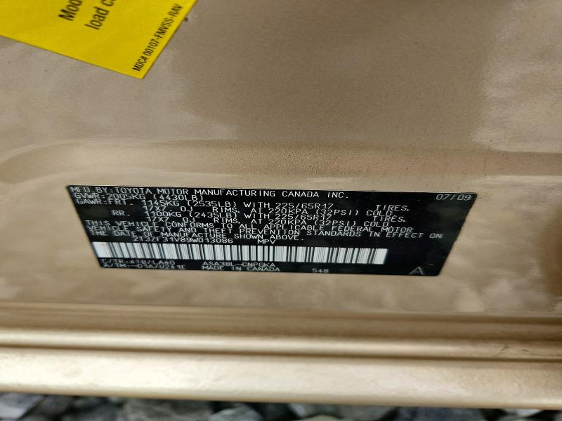 2009 Toyota Rav4 მანქანა იყიდება აუქციონზე, vin: 2T3ZF31V89W013086, აუქციონის ნომერი: 53059856