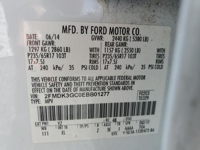 Продаж на аукціоні авто 2014 Ford Edge, vin: 2FMDK3GC0EBB01277, номер лоту: 52336536