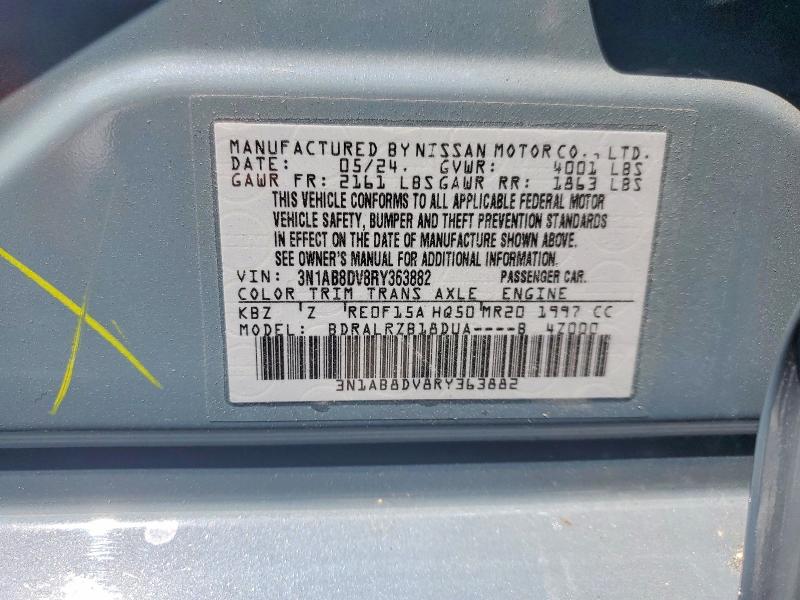 2024 Nissan Sentra მანქანა იყიდება აუქციონზე, vin: 3N1AB8DV8RY363882, აუქციონის ნომერი: 52365356