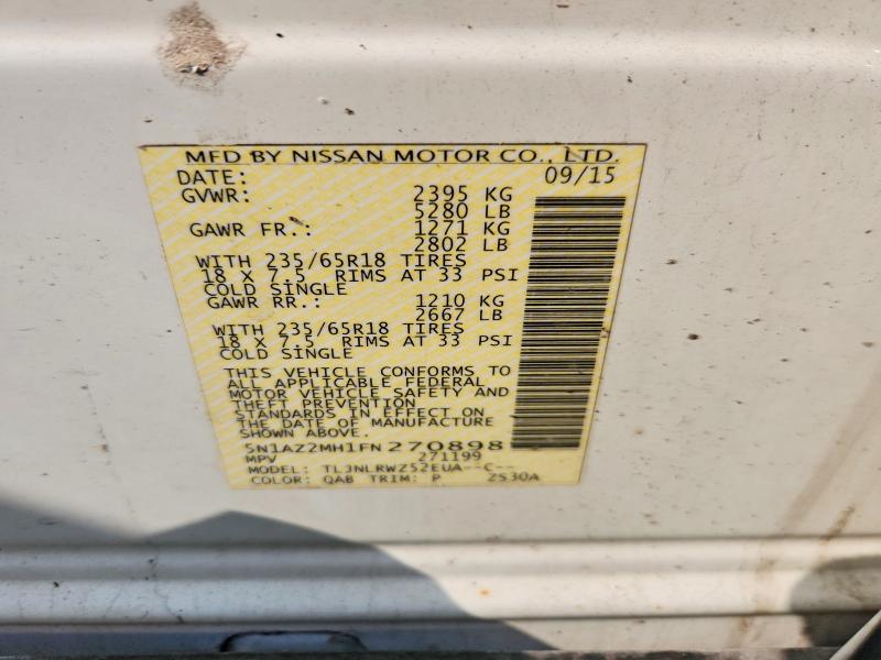 Aukcja sprzedaży 2015 Nissan Murano, vin: 5N1AZ2MH1FN270898, numer aukcji: 53851886