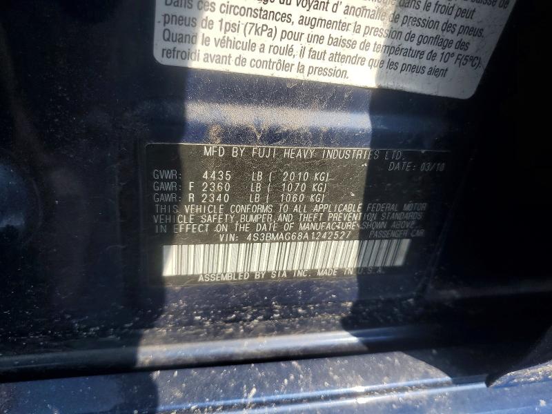 Aukcja sprzedaży 2010 Subaru Legacy, vin: 4S3BMAG68A1242527, numer aukcji: 53627066