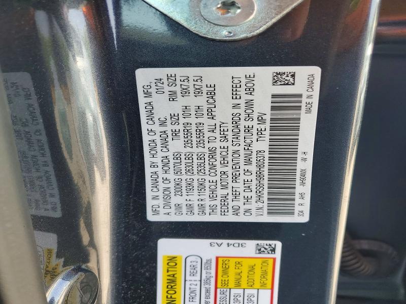 2024 Honda Cr-v მანქანა იყიდება აუქციონზე, vin: 2HKRS6H98RH805378, აუქციონის ნომერი: 53803256