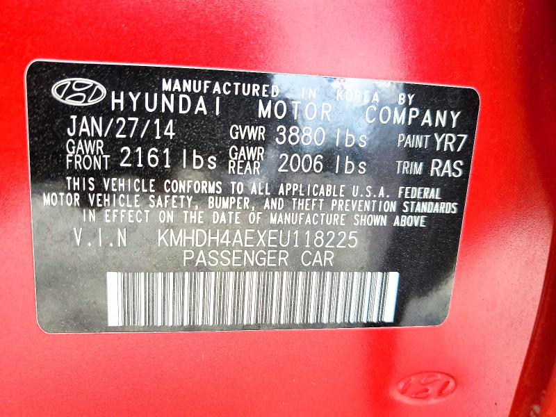 Продаж на аукціоні авто 2014 Hyundai Elantra, vin: KMHDH4AEXEU118225, номер лоту: 54813546