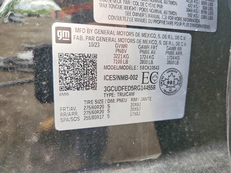 53510916 :رقم المزاد ، 3GCUDFED5RG144558 vin ، 2024 Chevrolet Silverado مزاد بيع