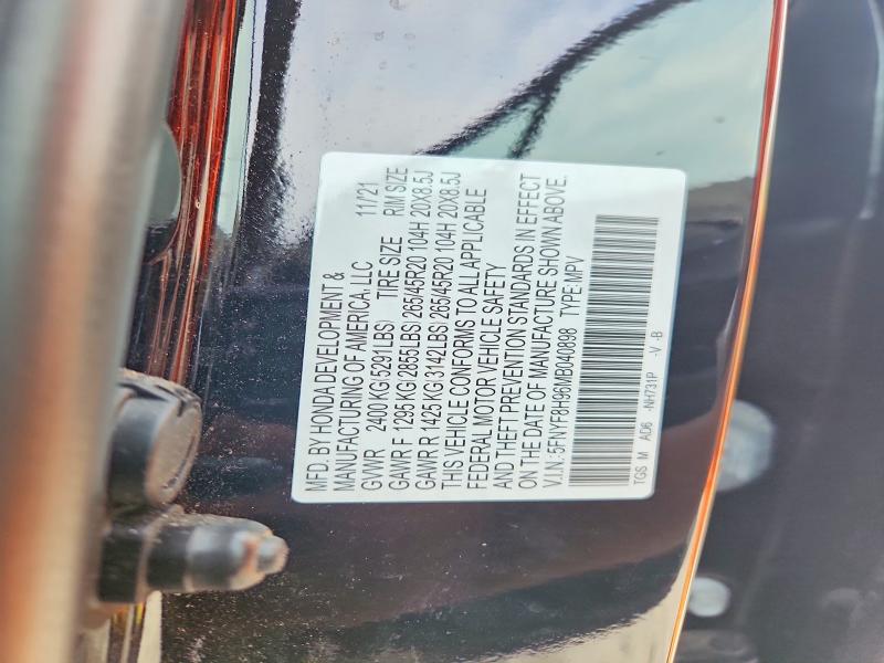 Продаж на аукціоні авто 2021 Honda Passport, vin: 5FNYF8H96MB040898, номер лоту: 51287086