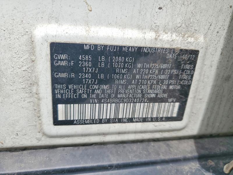 52432606 :رقم المزاد ، 4S4BRBGC9D3240724 vin ، 2013 Subaru Outback مزاد بيع
