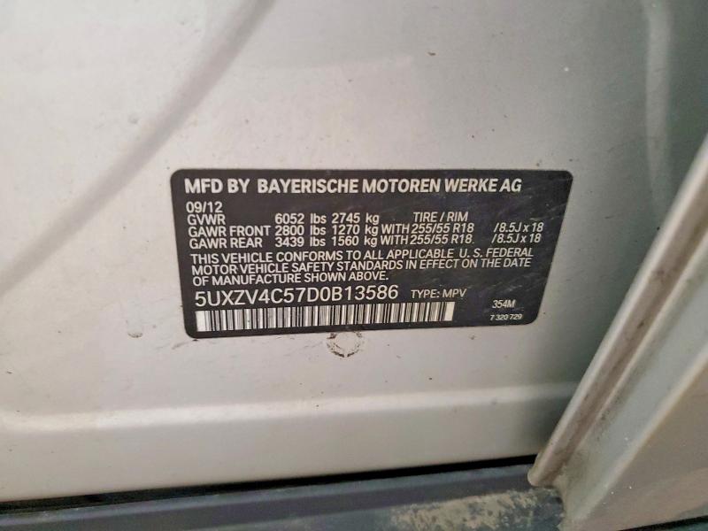 Aukcja sprzedaży 2013 Bmw X5, vin: 5UXZV4C57D0B13586, numer aukcji: 52269226