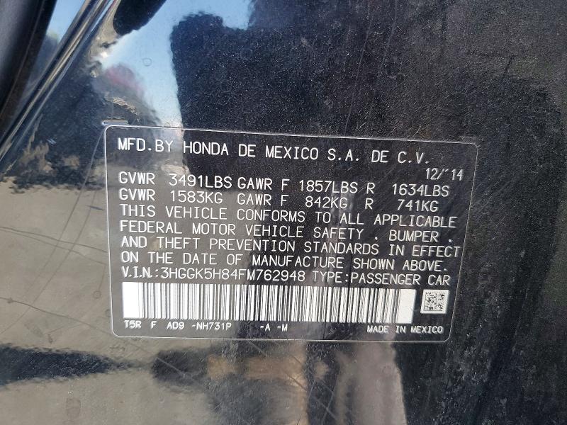 Продажа на аукционе авто 2015 Honda Fit, vin: 3HGGK5H84FM762948, номер лота: 54685046