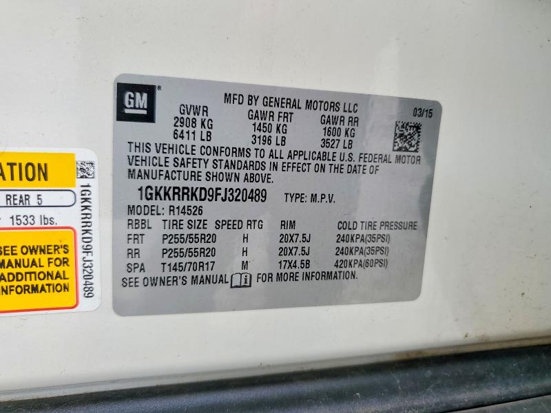 Продажа на аукционе авто 2015 Gmc Acadia, vin: 1GKKRRKD9FJ320489, номер лота: 54864586