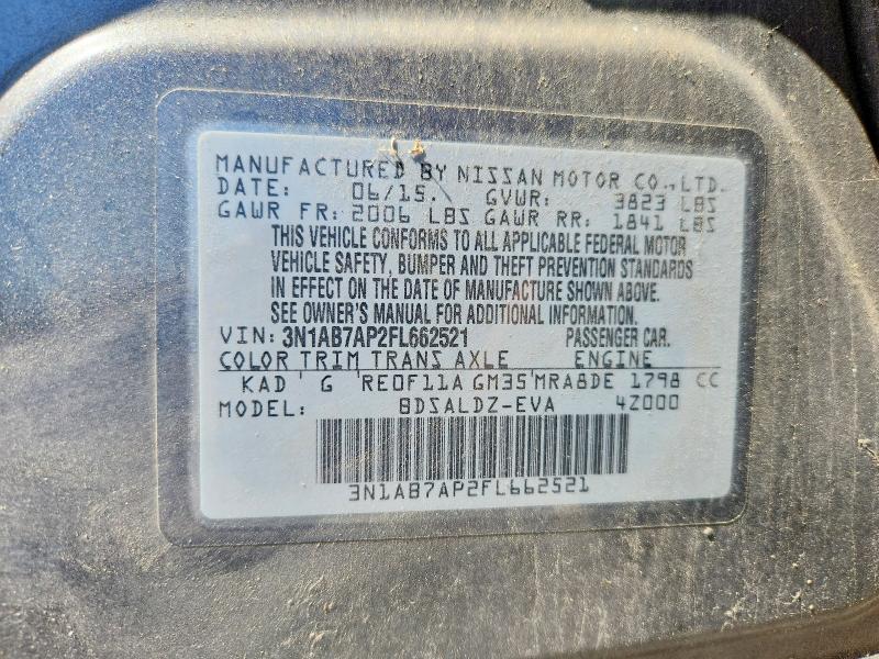 Aukcja sprzedaży 2015 Nissan Sentra, vin: 3N1AB7AP2FL662521, numer aukcji: 52830756