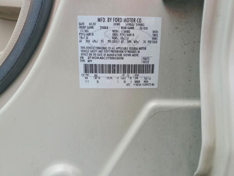 Продаж на аукціоні авто 2007 Ford Edge, vin: 2FMDK48C37BB02656, номер лоту: 52487466