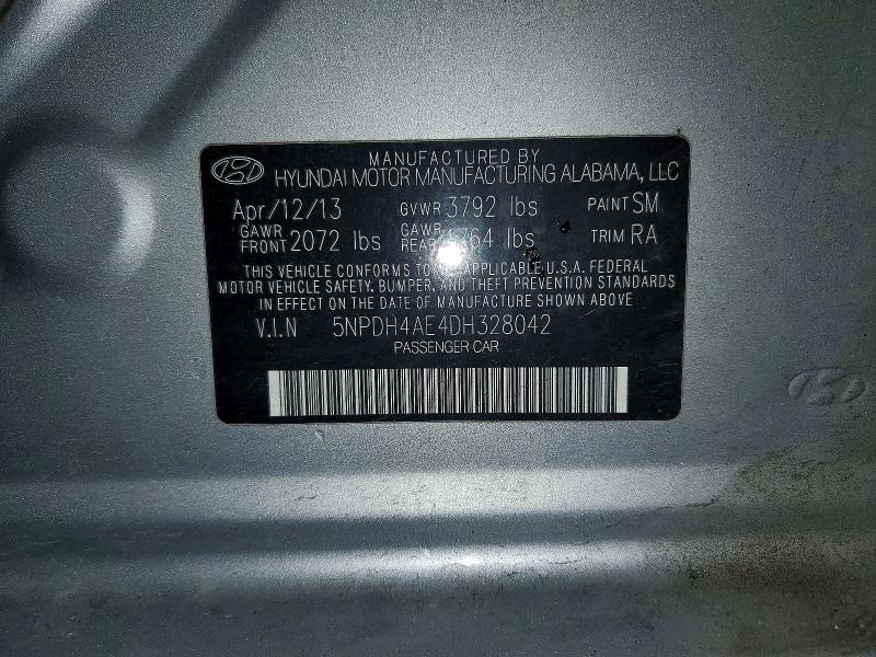 2013 Hyundai Elantra მანქანა იყიდება აუქციონზე, vin: 5NPDH4AE4DH328042, აუქციონის ნომერი: 52870406