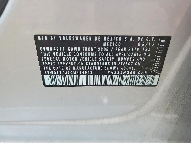 Aukcja sprzedaży 2012 Volkswagen Jetta, vin: 3VWDP7AJ3CM414613, numer aukcji: 53087256
