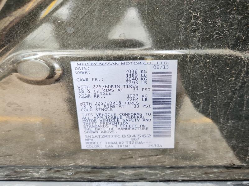 54277406 :رقم المزاد ، 5N1AT2MT7FC894562 vin ، 2015 Nissan Rogue مزاد بيع