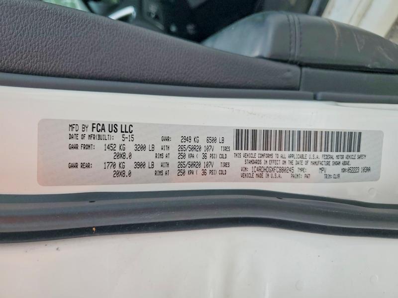 Продаж на аукціоні авто 2015 Dodge Durango, vin: 1C4RDHDGXFC880245, номер лоту: 54206146