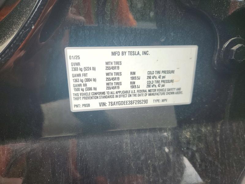 2025 Tesla Model Y მანქანა იყიდება აუქციონზე, vin: 7SAYGDEE3SF295290, აუქციონის ნომერი: 54603646