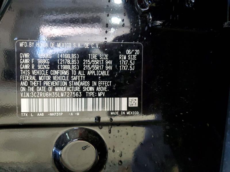 53171556 :رقم المزاد ، 3CZRU6H35LM727563 vin ، 2020 Honda Hr-v مزاد بيع