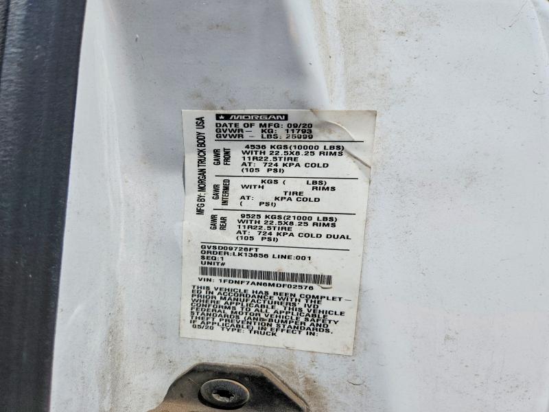 2021 Ford F750 მანქანა იყიდება აუქციონზე, vin: 1FDNF7AN6MDF02576, აუქციონის ნომერი: 55186476