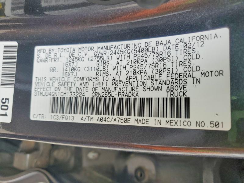 Продаж на аукціоні авто 2012 Toyota Tacoma, vin: 3TMJU4GN1CM133224, номер лоту: 54637266