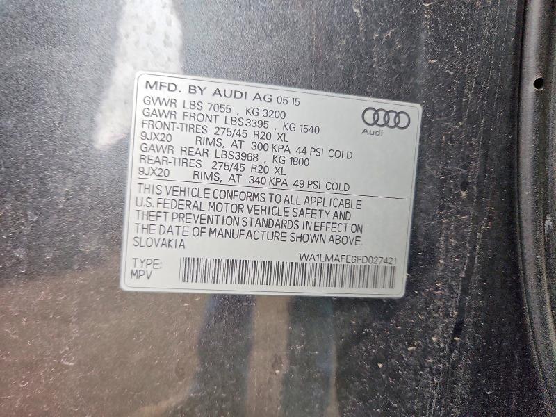 Aukcja sprzedaży 2015 Audi Q7, vin: WA1LMAFE6FD027421, numer aukcji: 53659136