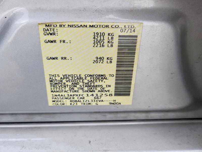 Aukcja sprzedaży 2015 Nissan Altima, vin: 1N4AL3APXFC141258, numer aukcji: 53903156