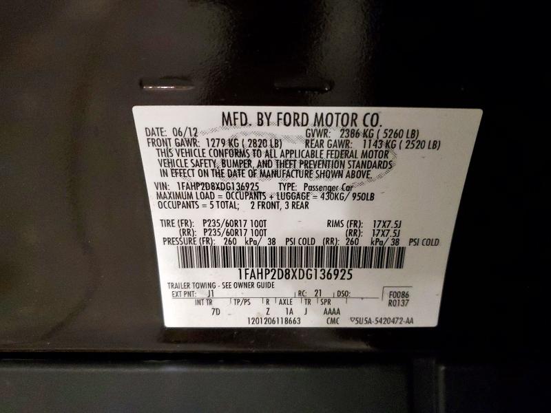 Продажа на аукционе авто 2013 Ford Taurus, vin: 1FAHP2D8XDG136925, номер лота: 53194746