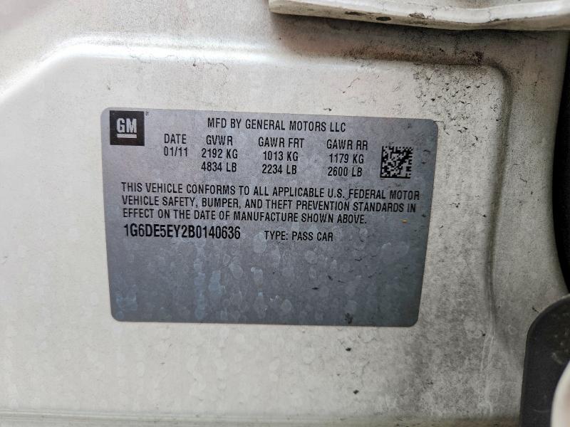 2011 Cadillac Cts მანქანა იყიდება აუქციონზე, vin: 1G6DE5EY2B0140636, აუქციონის ნომერი: 50907816