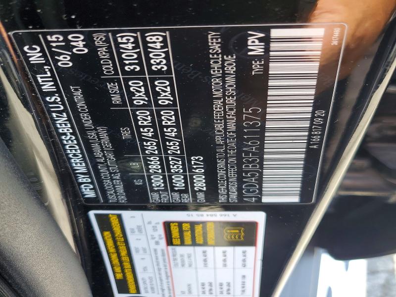 Продаж на аукціоні авто 2015 Mercedes-benz Ml, vin: 4JGDA5JB3FA611375, номер лоту: 53893756