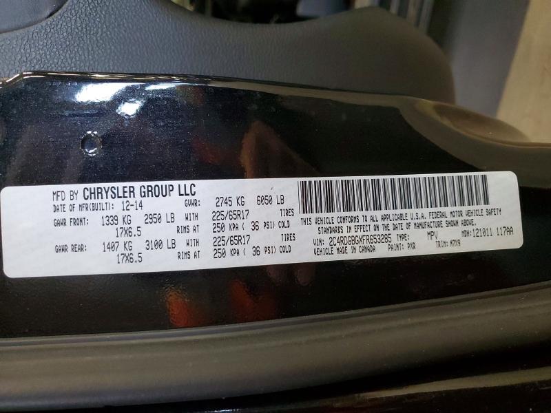 54265206 :رقم المزاد ، 2C4RDGBGXFR653285 vin ، 2015 Dodge Grand Caravan مزاد بيع