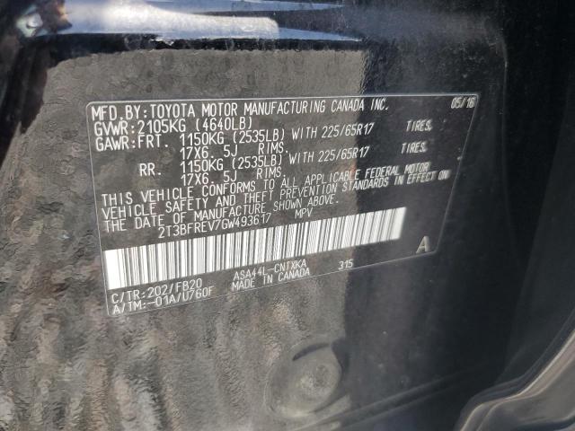 54997136 :رقم المزاد ، 2T3BFREV7GW493617 vin ، 2016 Toyota Rav4 مزاد بيع