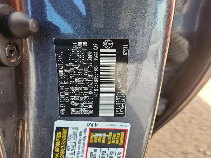 2011 Toyota Camry მანქანა იყიდება აუქციონზე, vin: 4T1BF3EK6BU687365, აუქციონის ნომერი: 53799746