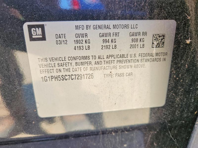 Продажа на аукционе авто 2012 Chevrolet Cruze, vin: 1G1PH5SC7C7291726, номер лота: 52082056