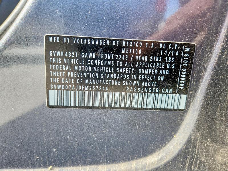 Aukcja sprzedaży 2015 Volkswagen Jetta, vin: 3VWD07AJ0FM257244, numer aukcji: 53529706