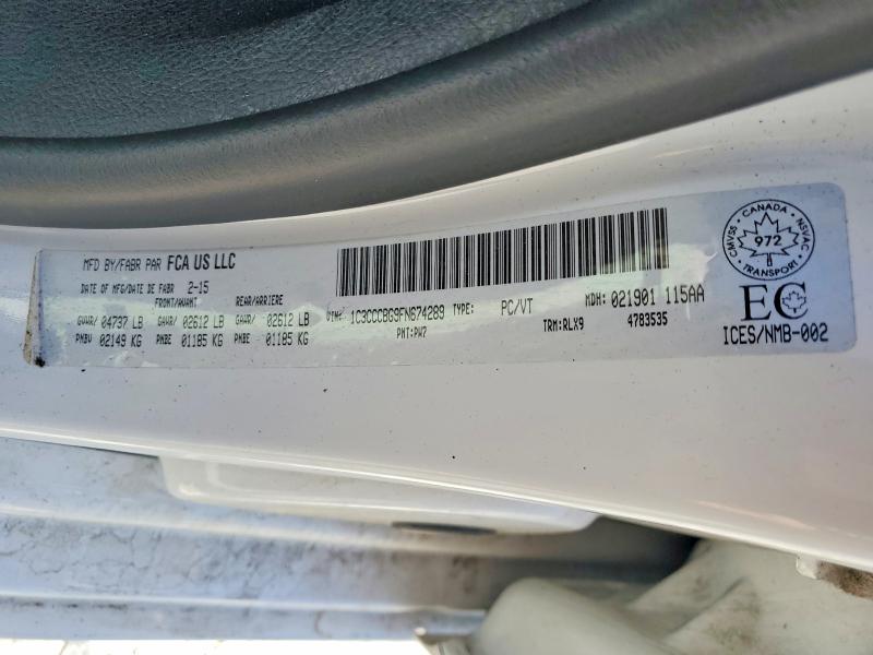 2015 Chrysler 200 მანქანა იყიდება აუქციონზე, vin: 1C3CCCBG9FN674289, აუქციონის ნომერი: 53643886