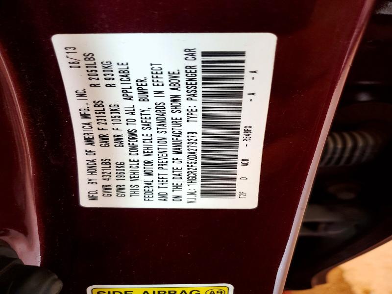 Продажа на аукционе авто 2013 Honda Accord, vin: 1HGCR2F5XDA279279, номер лота: 52041986