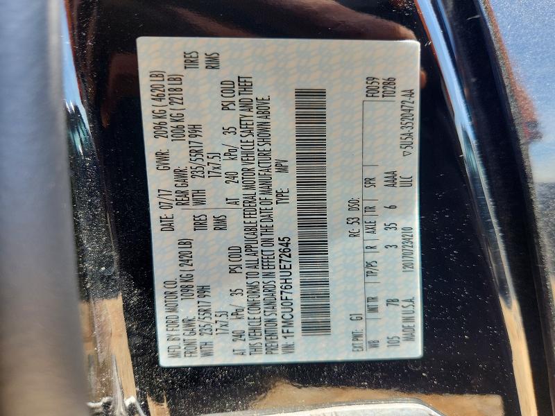Aukcja sprzedaży 2017 Ford Escape, vin: 1FMCU0F76HUE72645, numer aukcji: 52061406