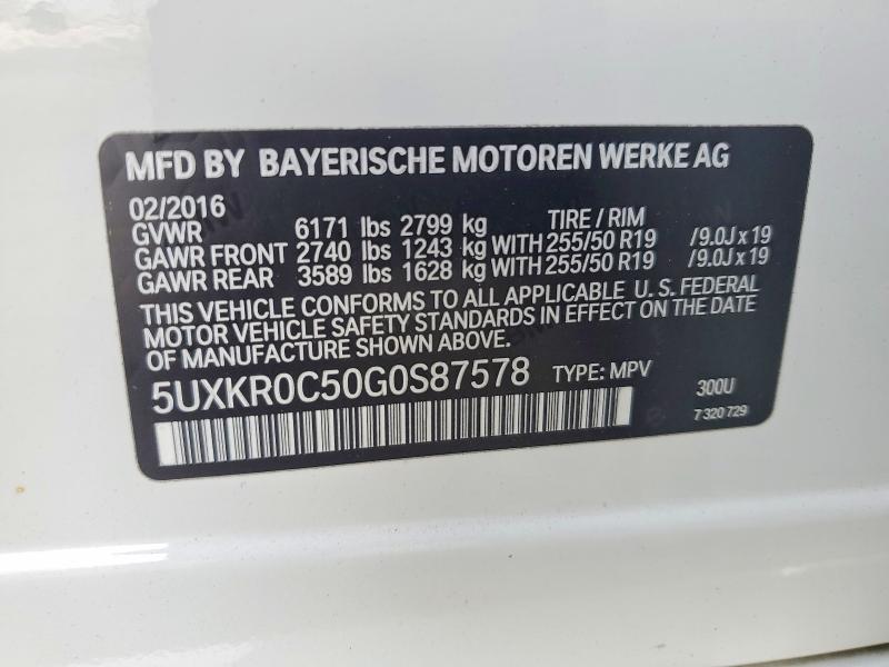 54829836 :رقم المزاد ، 5UXKR0C50G0S87578 vin ، 2016 Bmw X5 مزاد بيع
