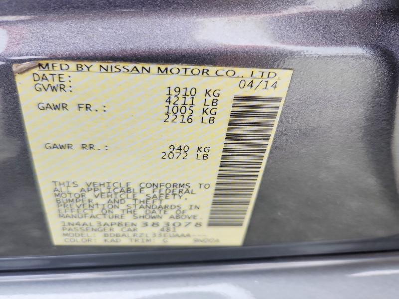2014 Nissan Altima მანქანა იყიდება აუქციონზე, vin: 1N4AL3AP8EN383078, აუქციონის ნომერი: 54232316