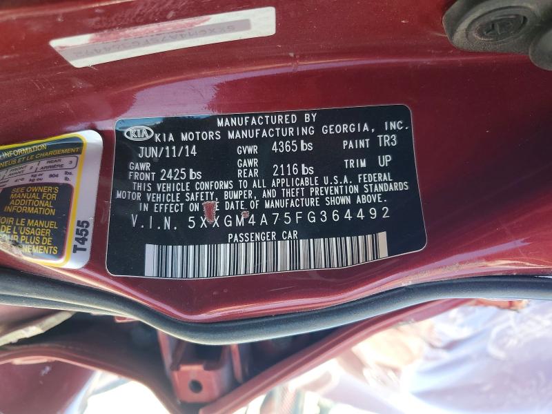 54283146 :رقم المزاد ، 5XXGM4A75FG364492 vin ، 2015 Kia Optima مزاد بيع