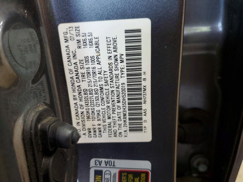 2013 Honda Cr-v მანქანა იყიდება აუქციონზე, vin: 2HKRM3H35DH520019, აუქციონის ნომერი: 55135346