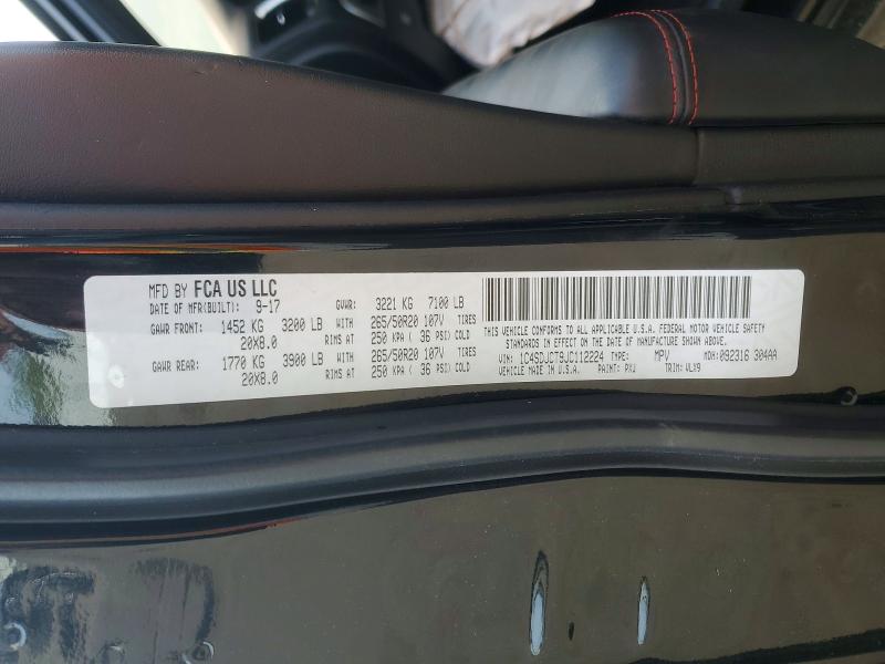 2018 Dodge Durango მანქანა იყიდება აუქციონზე, vin: 1C4SDJCT9JC112224, აუქციონის ნომერი: 54183366