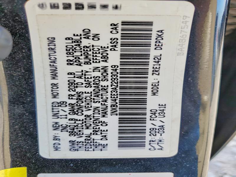 54100186 :رقم المزاد ، 1NXBU4EE3AZ293049 vin ، 2010 Toyota Corolla مزاد بيع