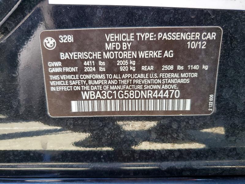Продаж на аукціоні авто 2013 Bmw 328, vin: WBA3C1G58DNR44470, номер лоту: 54043386