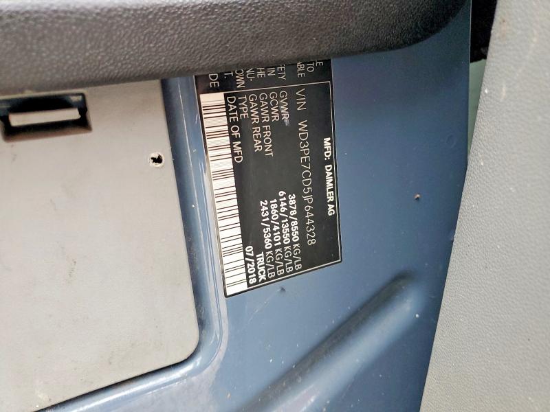 Продаж на аукціоні авто 2018 Mercedes Benz Sprinter, vin: WD3PE7CD5JP644328, номер лоту: 54191806