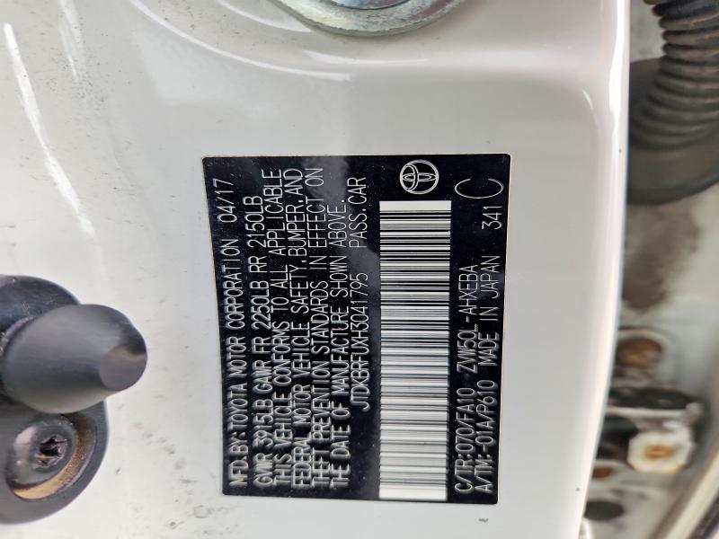 53014036 :رقم المزاد ، JTDKBRFUXH3041795 vin ، 2017 Toyota Prius مزاد بيع