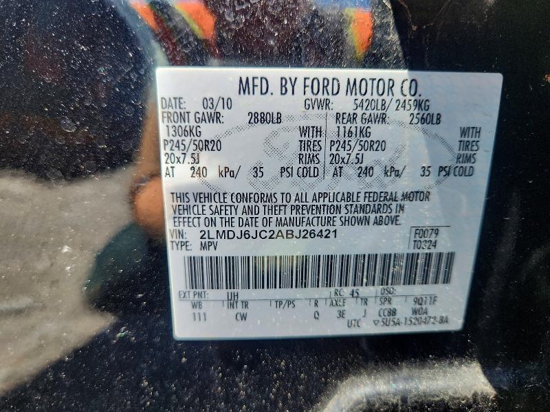 Продажа на аукционе авто 2010 Lincoln Mkx, vin: 2LMDJ6JC2ABJ26421, номер лота: 54794416