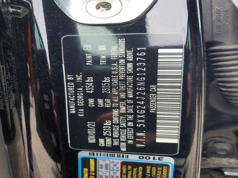 52076776 :رقم المزاد ، 5XXG24J26NG123761 vin ، 2022 Kia K5 مزاد بيع